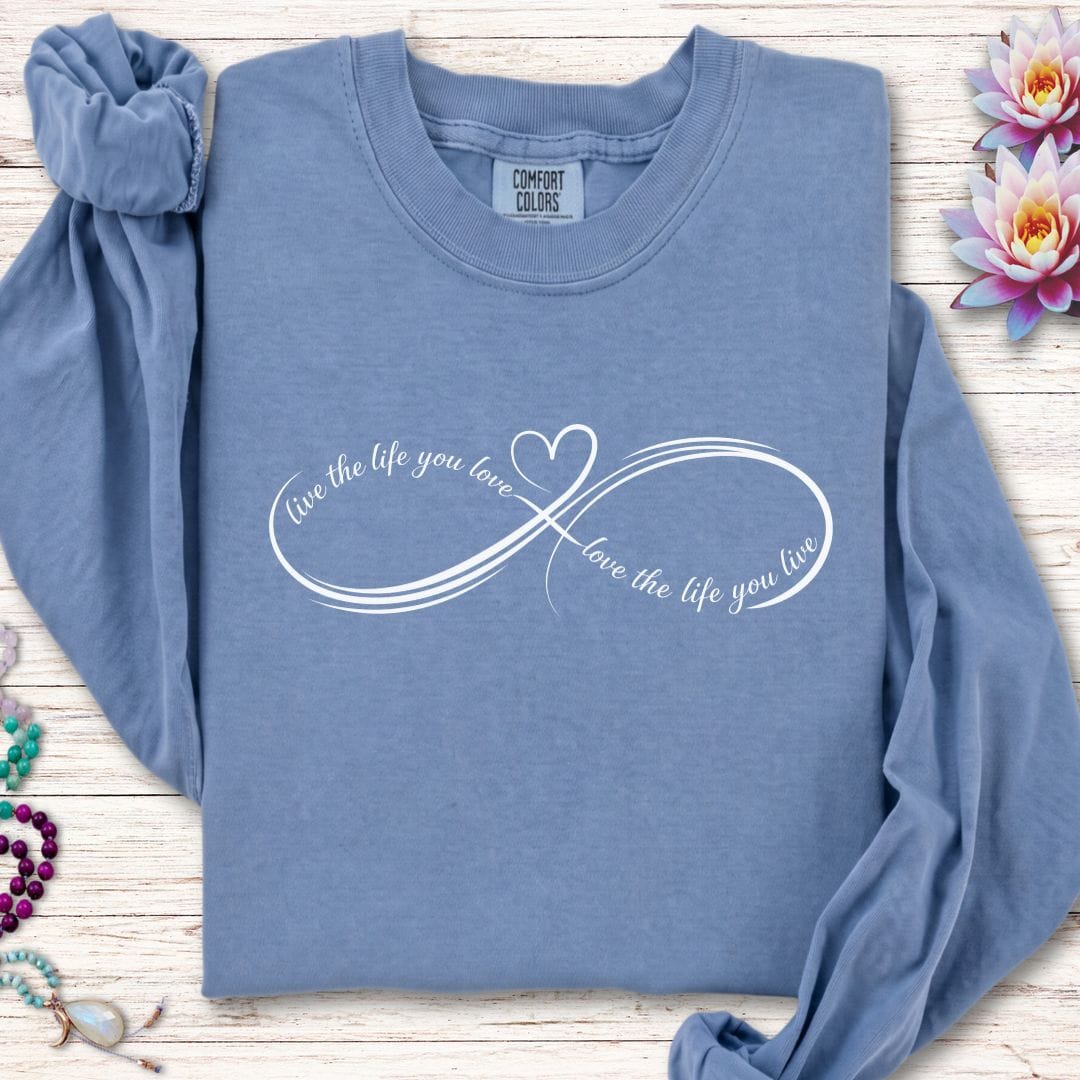 Printify Long-sleeve Live Love Infinity Long Sleeve Tee Blue Jean / S