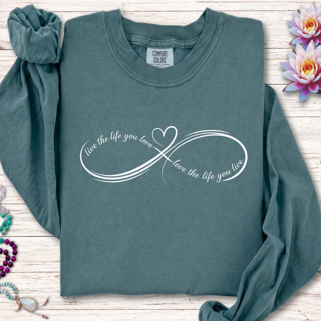 Printify Long-sleeve Live Love Infinity Long Sleeve Tee Blue Spruce / S