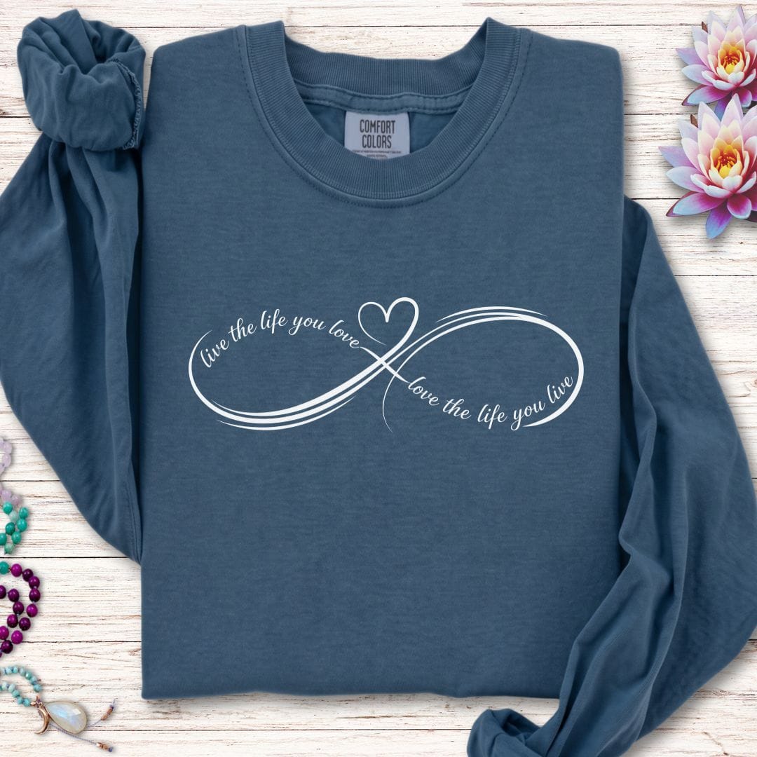 Printify Long-sleeve Live Love Infinity Long Sleeve Tee Midnight / S