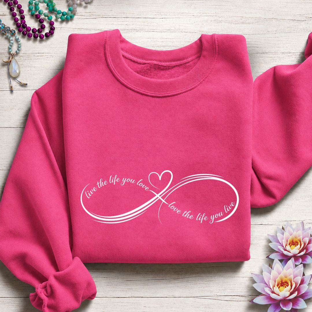 Live Love Infinity Sweatshirt Heliconia