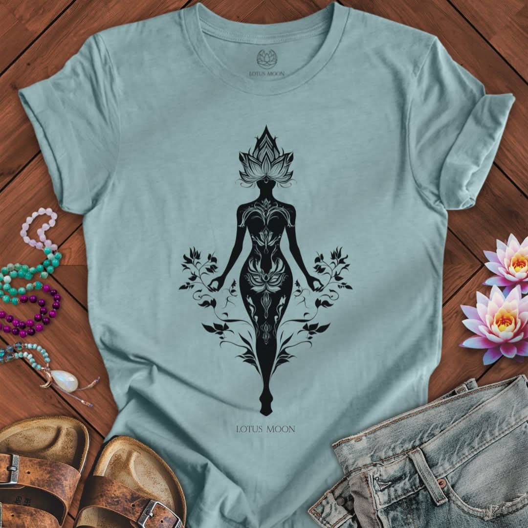 Lotus Goddess Tee Heather Blue Lagoon