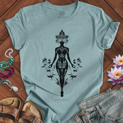 Lotus Goddess Tee Heather Blue Lagoon