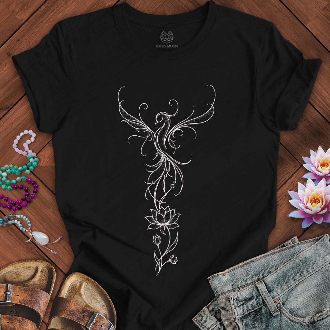 Printify T-Shirt Lotus Phoenix Tee Black Heather / S
