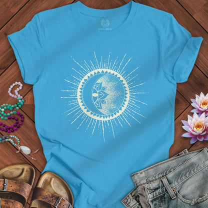Lotus Sunburst Tee Aqua