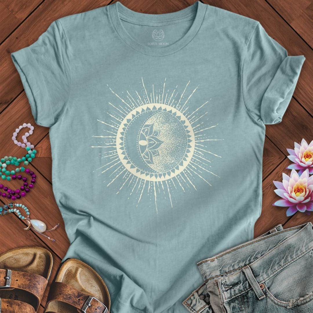 Lotus Sunburst Tee Heather Blue Lagoon