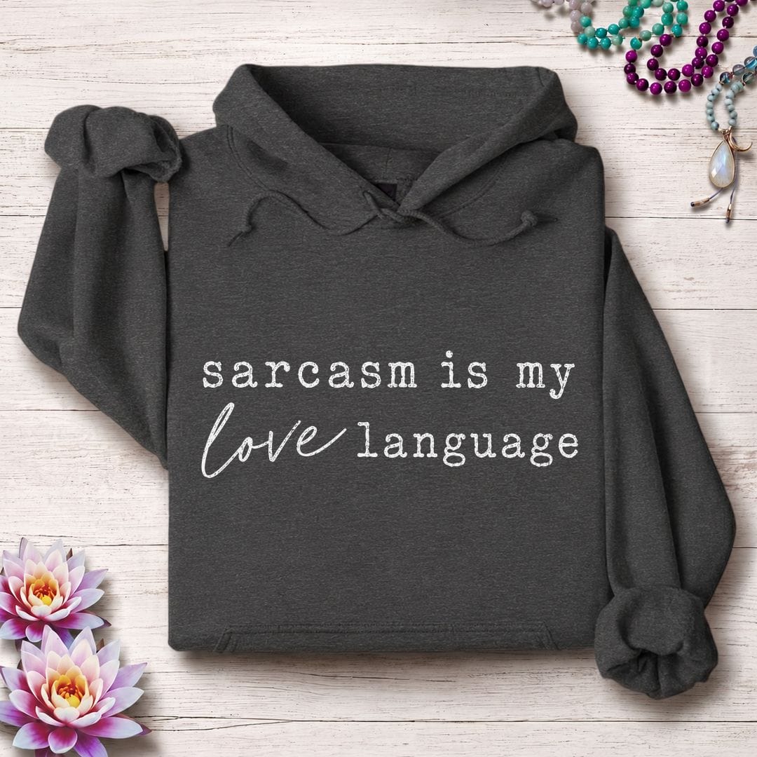Printify Hoodie Love Language Hoodie Dark Heather / S