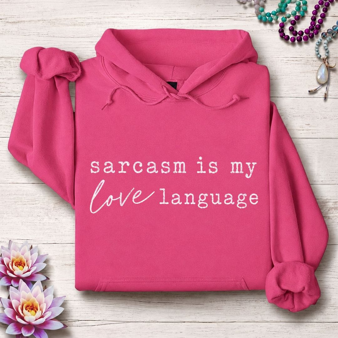 Printify Hoodie Love Language Hoodie Heliconia / S