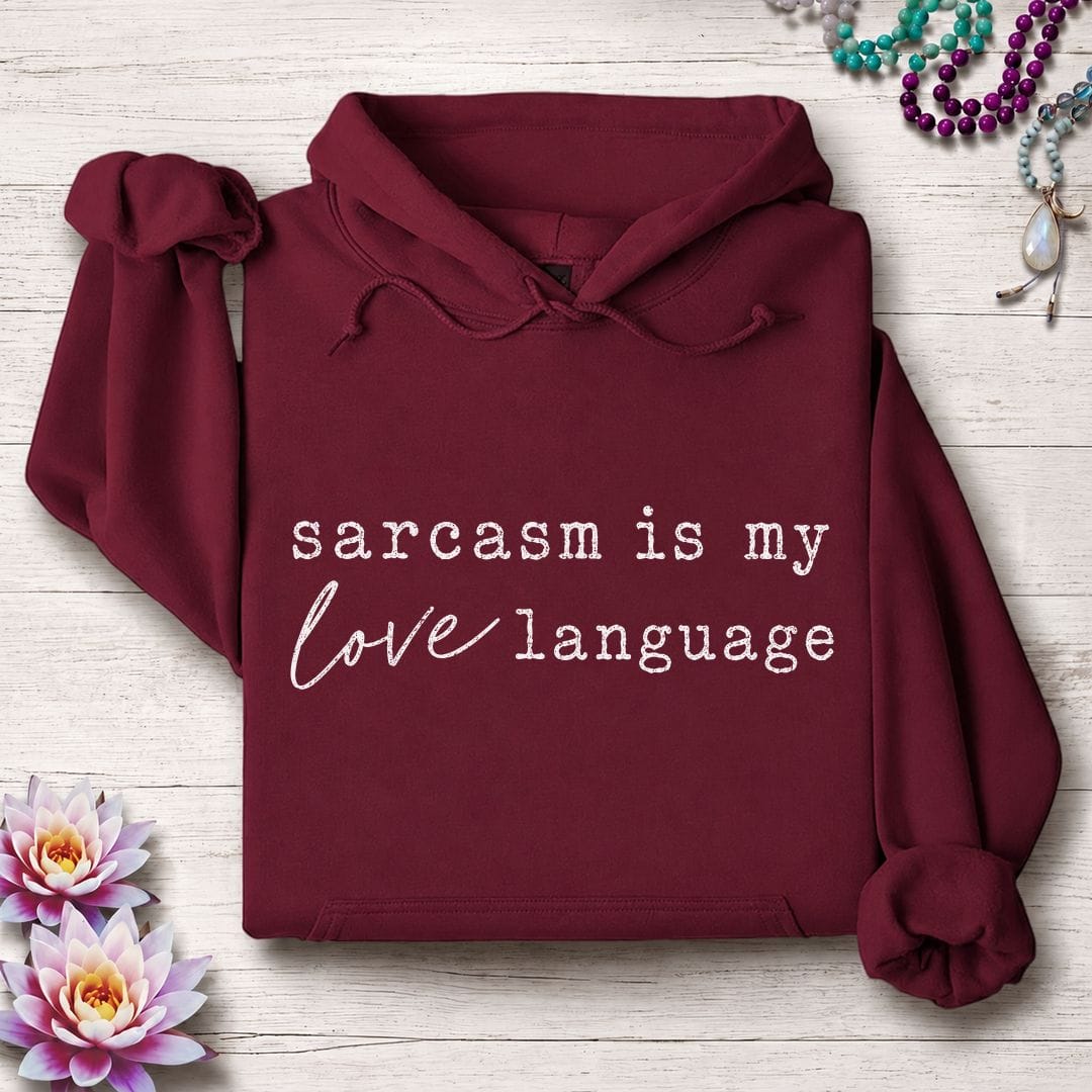 Printify Hoodie Love Language Hoodie Maroon / S