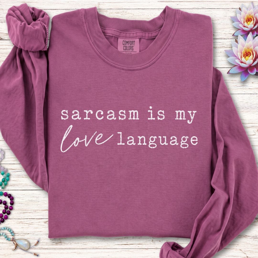 Printify Long-sleeve Love Language Long Sleeve Tee Berry / S