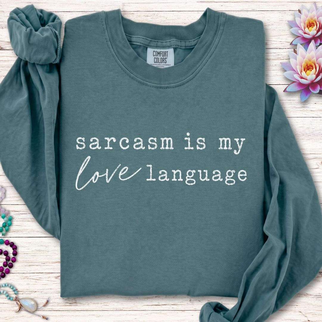 Printify Long-sleeve Love Language Long Sleeve Tee Blue Spruce / S