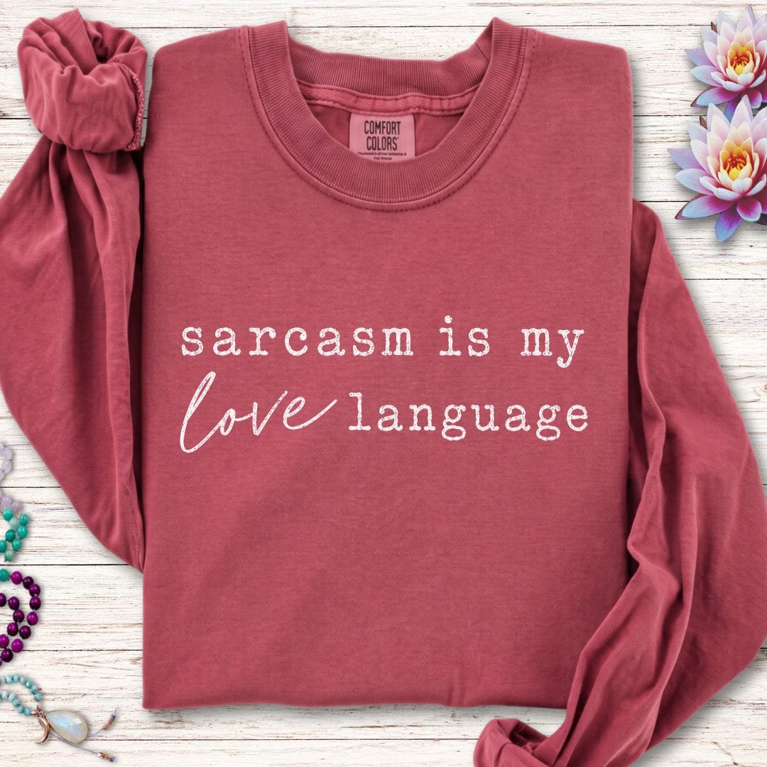Printify Long-sleeve Love Language Long Sleeve Tee Crimson / S