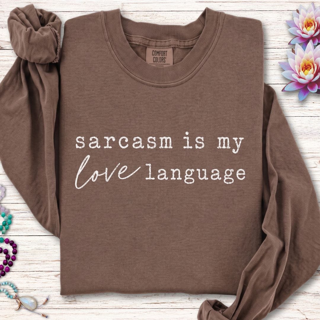 Printify Long-sleeve Love Language Long Sleeve Tee Espresso / S