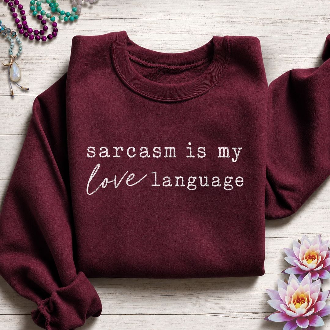 Printify Sweatshirt Love Language Sweatshirt Maroon / S