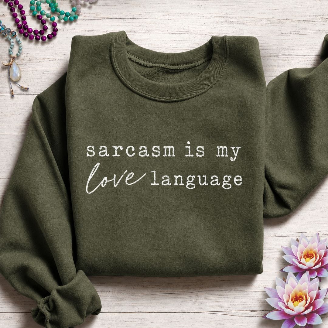 Printify Sweatshirt Love Language Sweatshirt Military Green / S