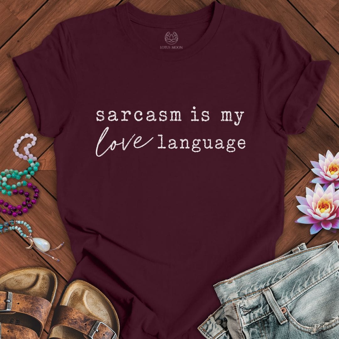Printify T-Shirt Love Language Tee Maroon / S