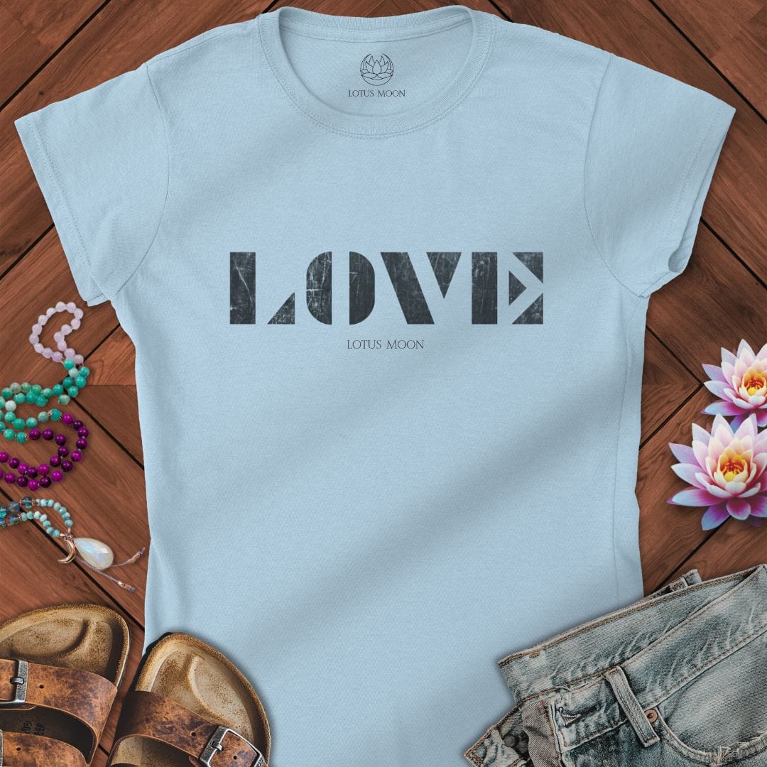 Love Stencil Fitted Tee Light Blue