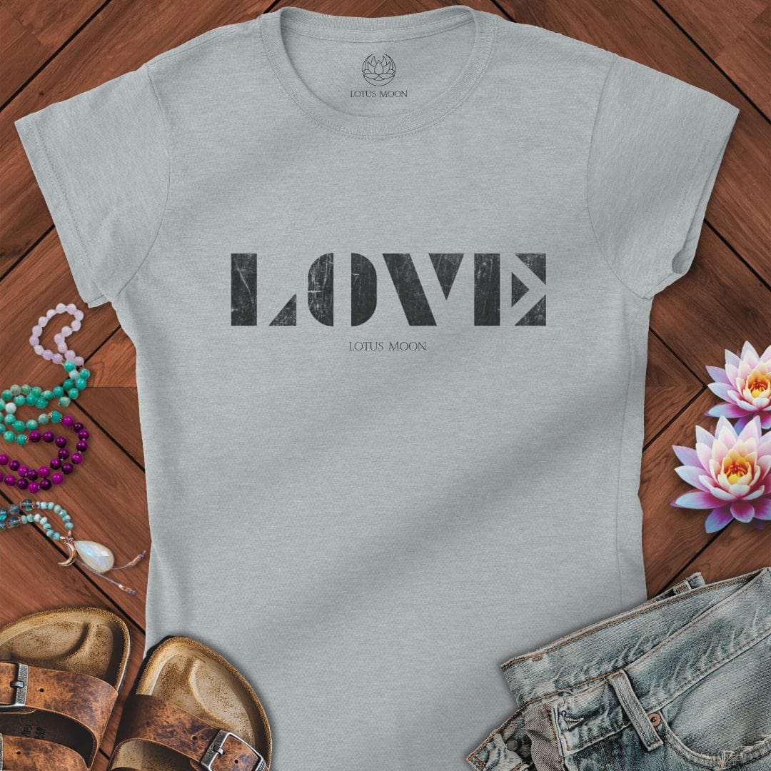 Love Stencil Fitted Tee Sport Grey
