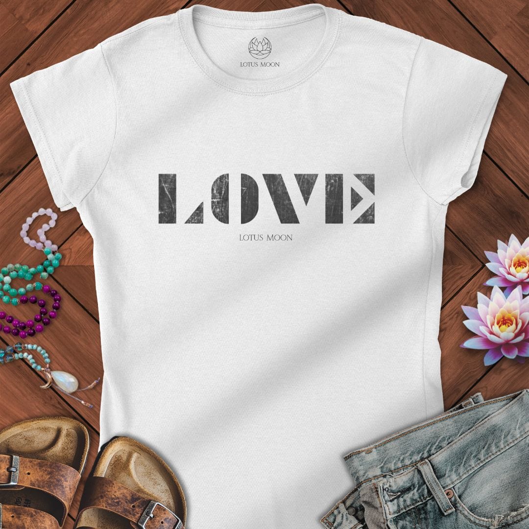 Love Stencil Fitted Tee White