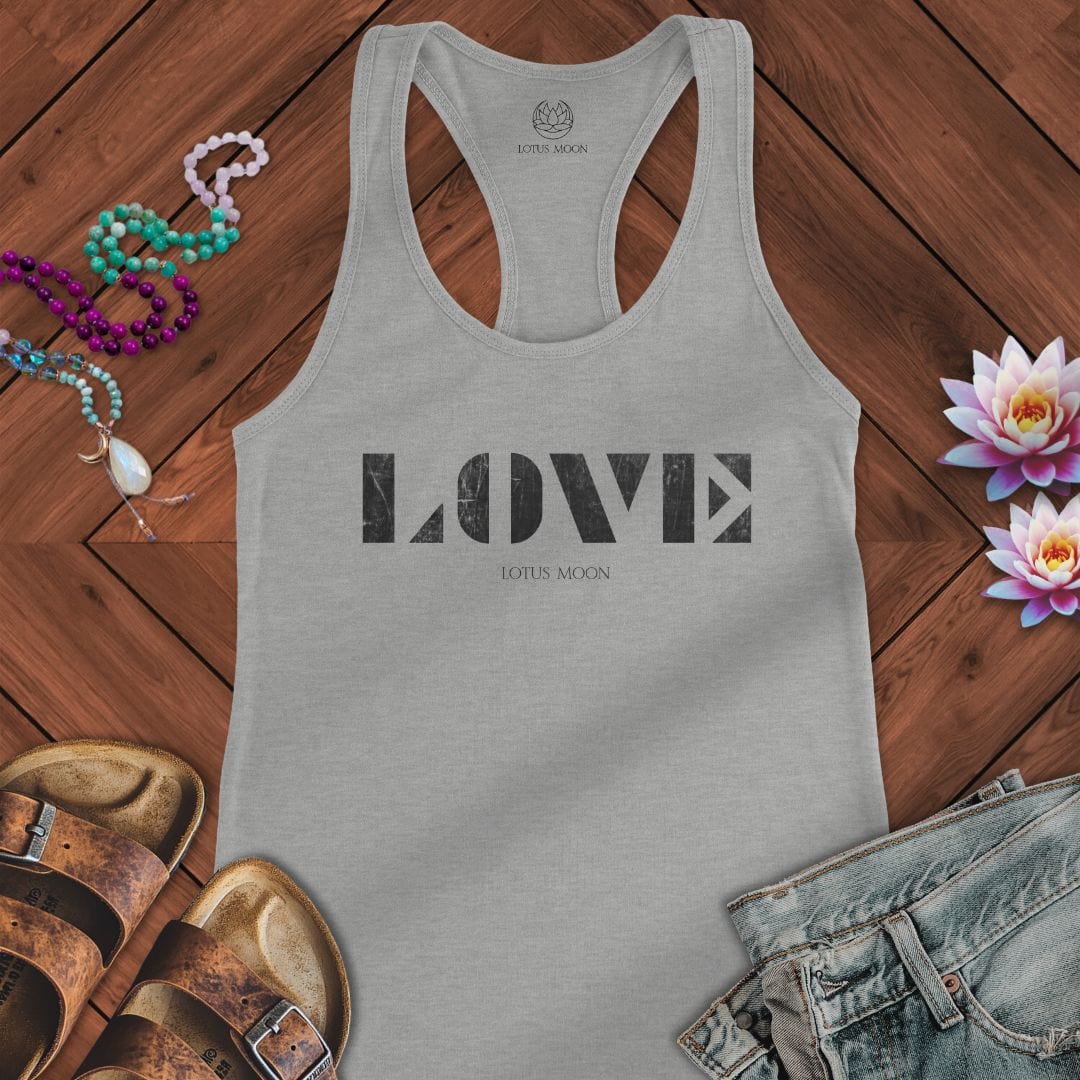 Love Stencil Tank Heather Grey