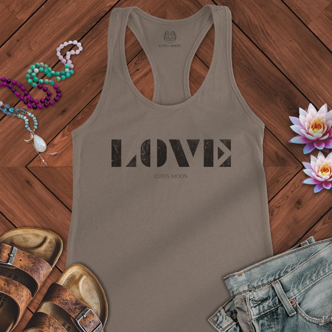 Love Stencil Tank Solid Warm Gray