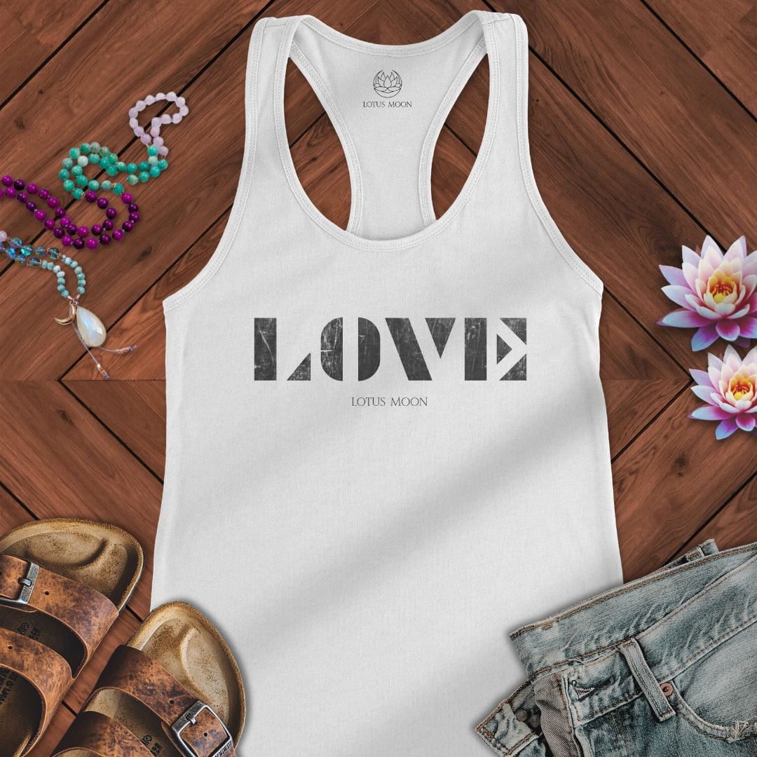 Love Stencil Tank Solid White