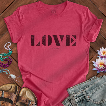 Love Stencil Tee Heather Raspberry