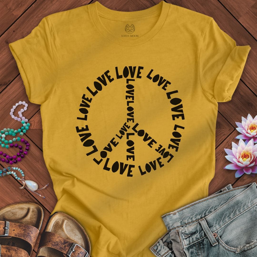 Love Text Peace Tee Heather Mustard