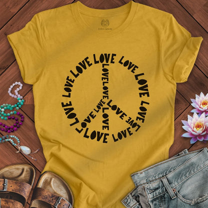 Love Text Peace Tee Heather Mustard