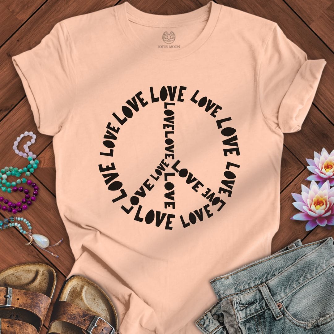 Love Text Peace Tee Peach