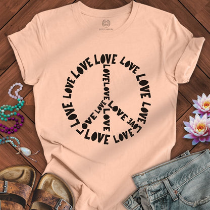 Love Text Peace Tee Peach