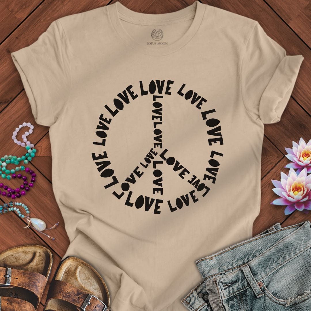 Love Text Peace Tee Tan