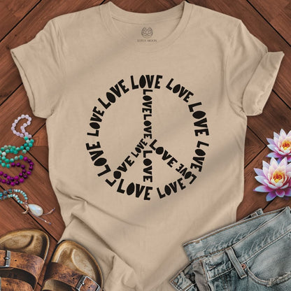 Love Text Peace Tee Tan