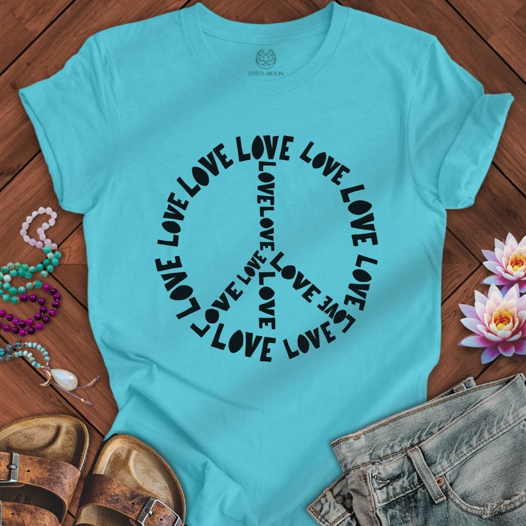 Love Text Peace Tee Turquoise
