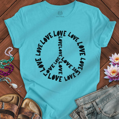 Love Text Peace Tee Turquoise