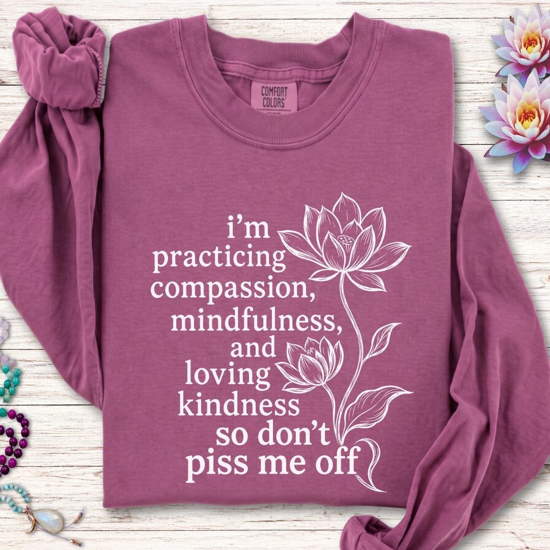 Printify Long-sleeve Loving Kindness Lotus Long Sleeve Tee Berry / S
