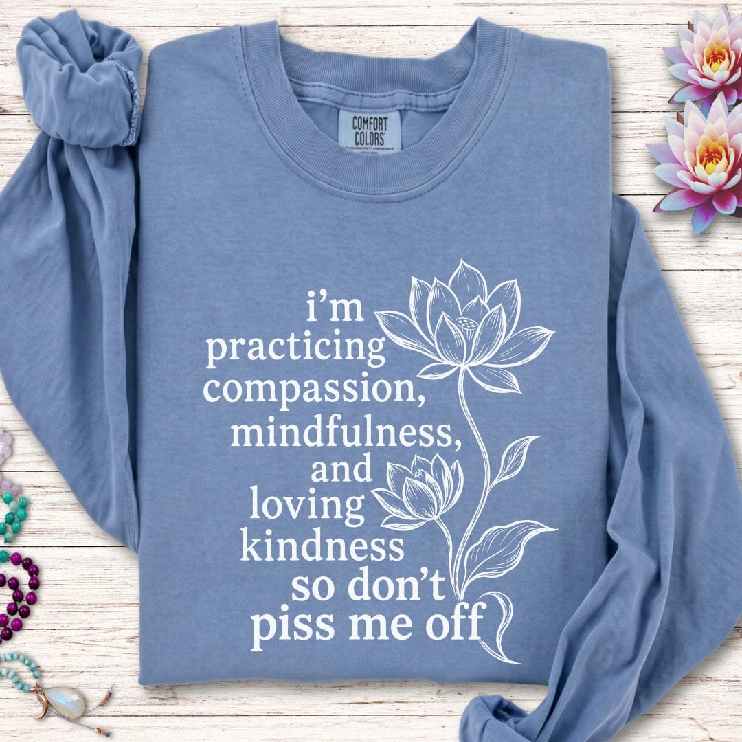 Printify Long-sleeve Loving Kindness Lotus Long Sleeve Tee Blue Jean / S