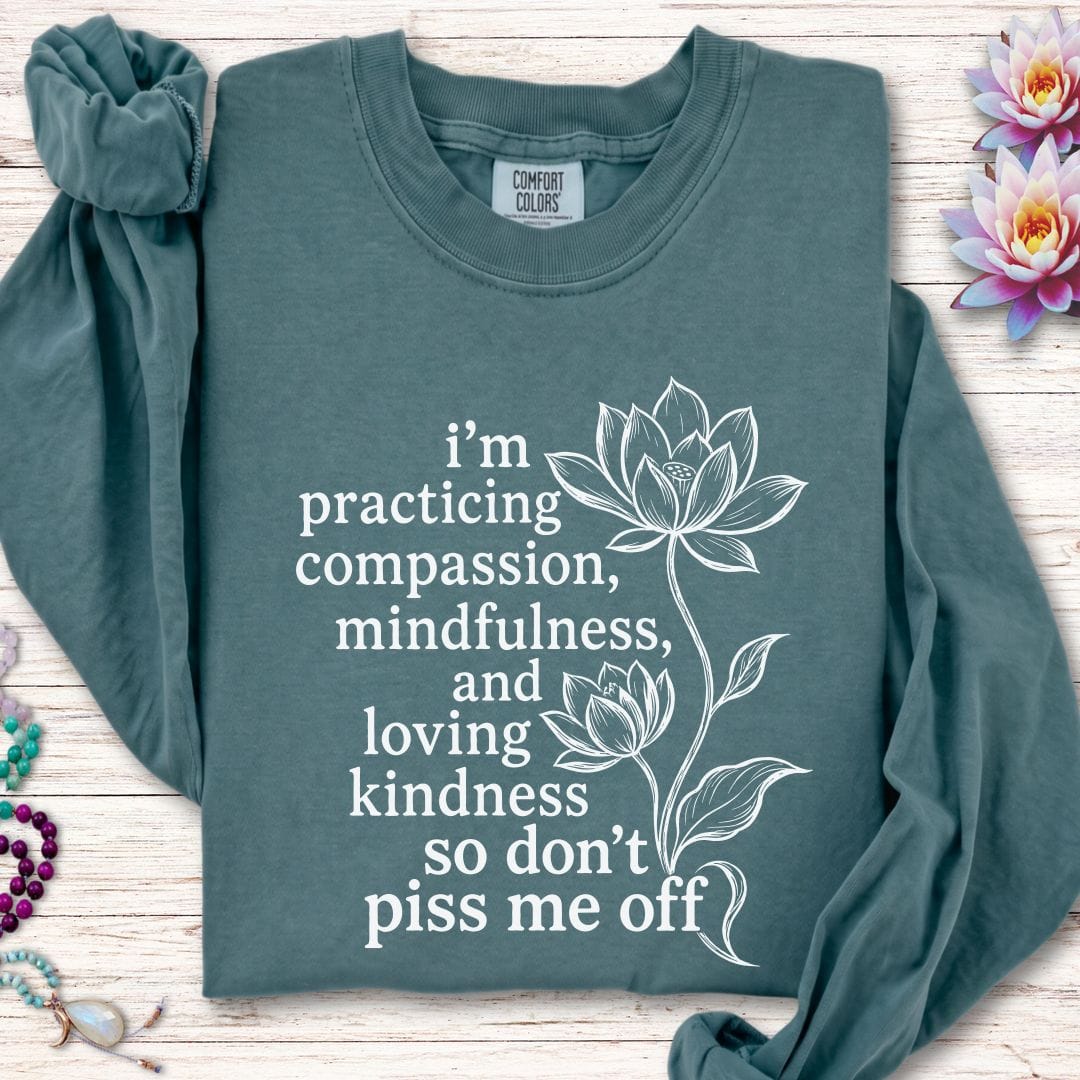 Printify Long-sleeve Loving Kindness Lotus Long Sleeve Tee Blue Spruce / S
