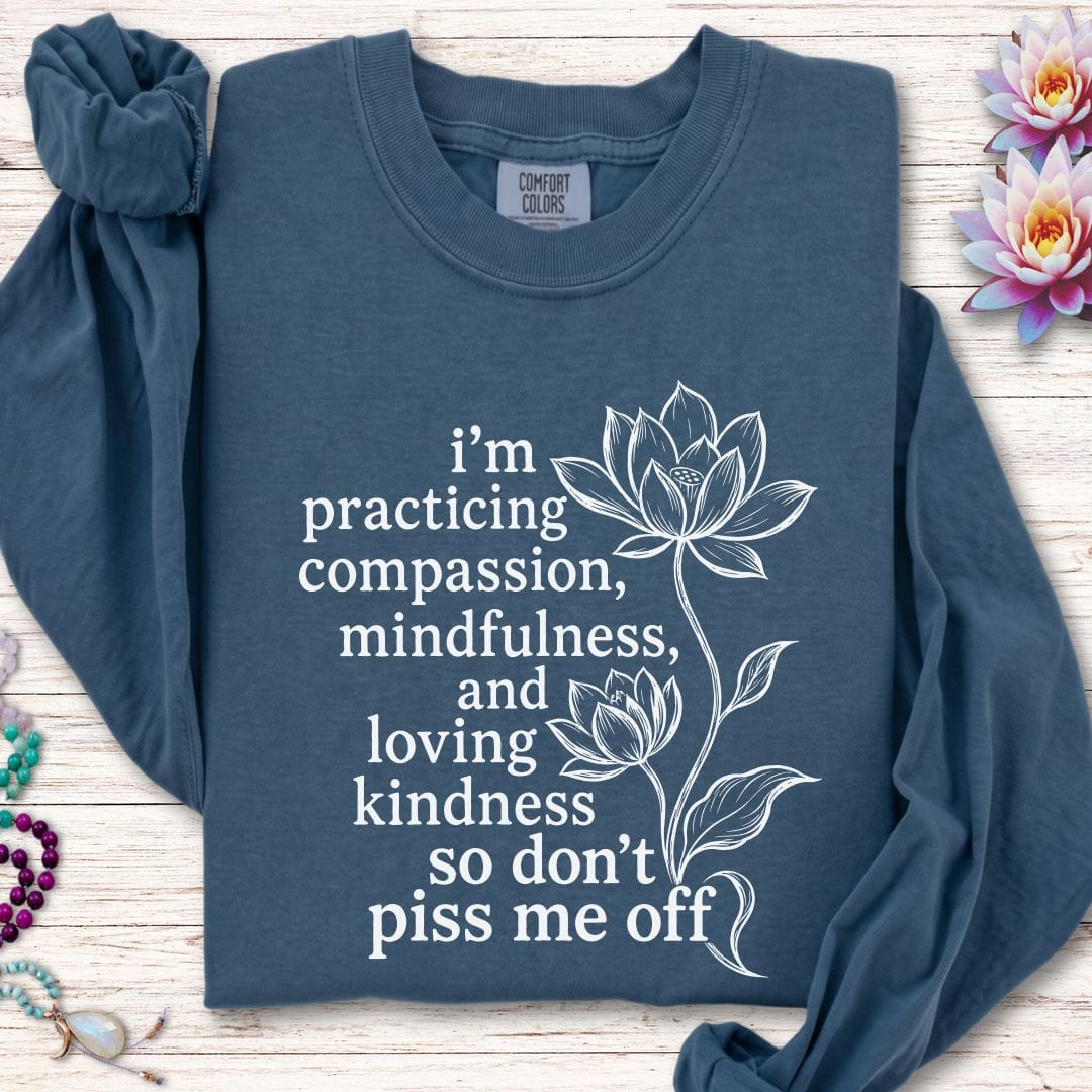 Printify Long-sleeve Loving Kindness Lotus Long Sleeve Tee Midnight / S