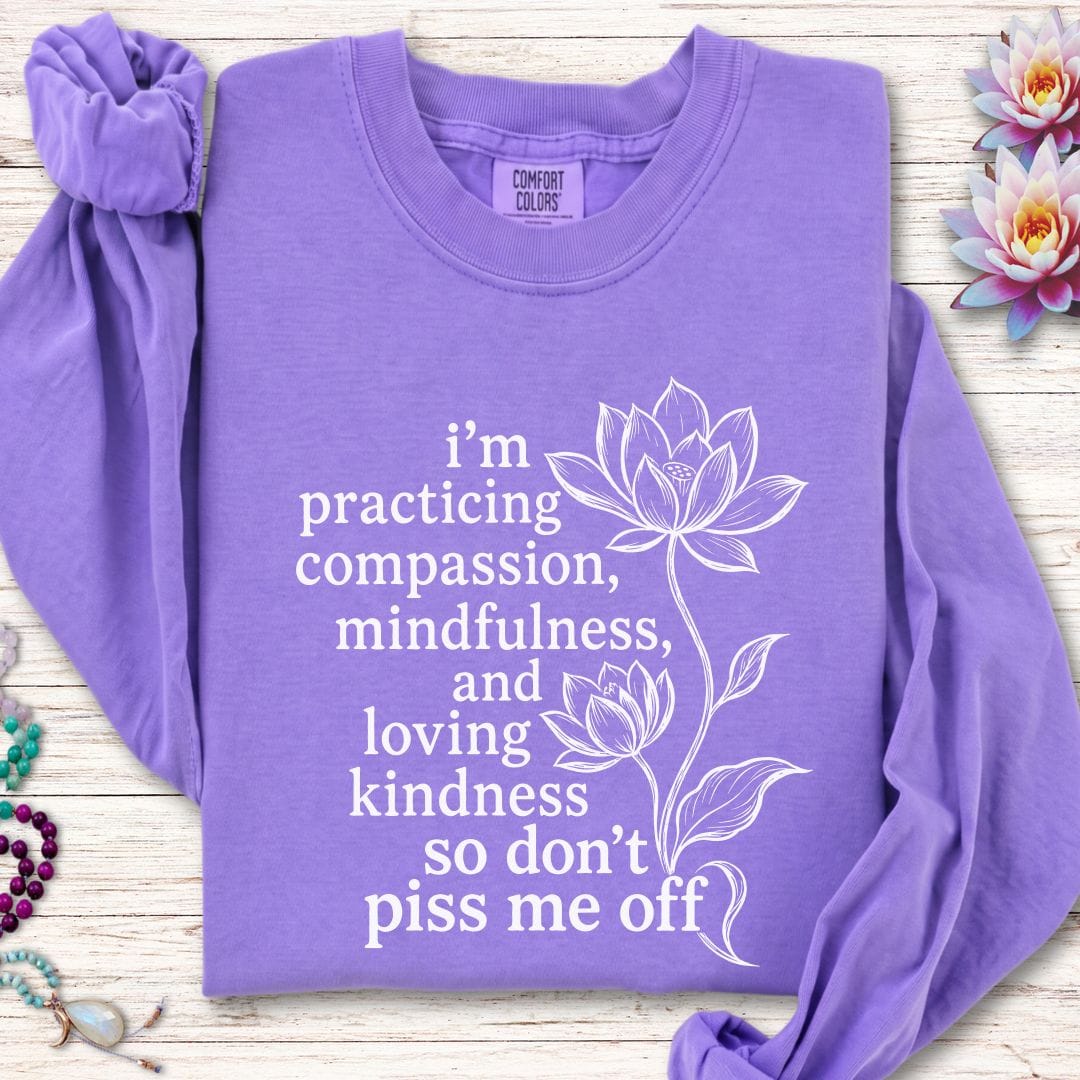 Printify Long-sleeve Loving Kindness Lotus Long Sleeve Tee Violet / S