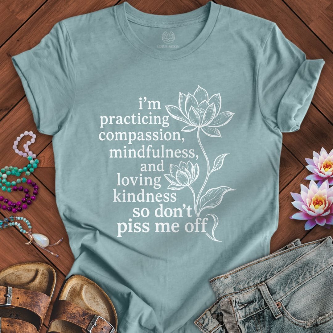 Loving Kindness Lotus Tee Heather Blue Lagoon