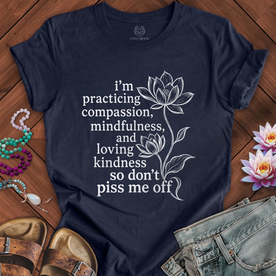 Loving Kindness Lotus Tee Heather Midnight Navy