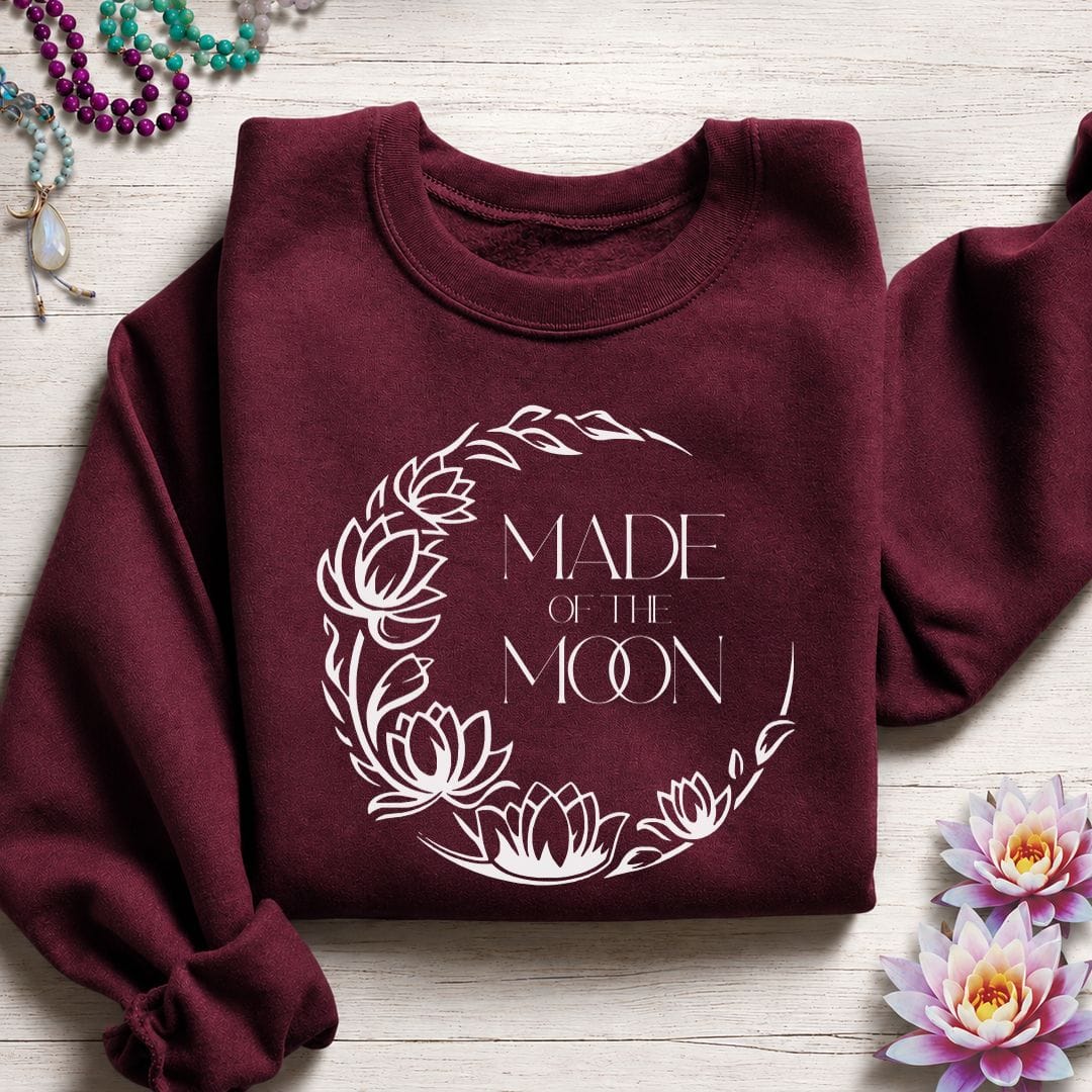 Printify Sweatshirt Made of the Moon Sweatshirt Maroon / S