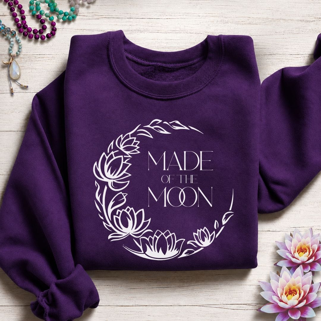 Printify Sweatshirt Made of the Moon Sweatshirt Purple / S