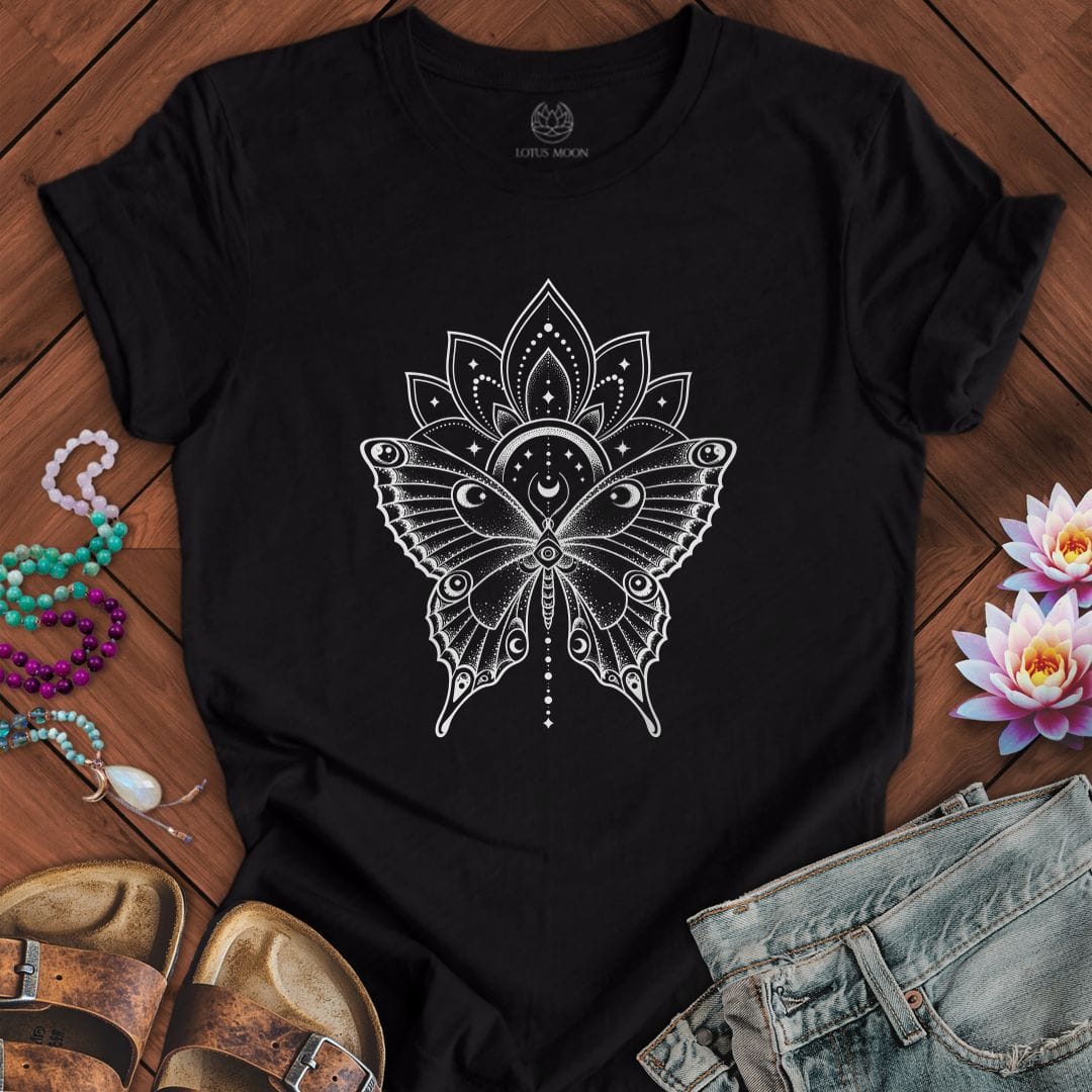 Printify T-Shirt Mandala Butterfly Tee Black / S