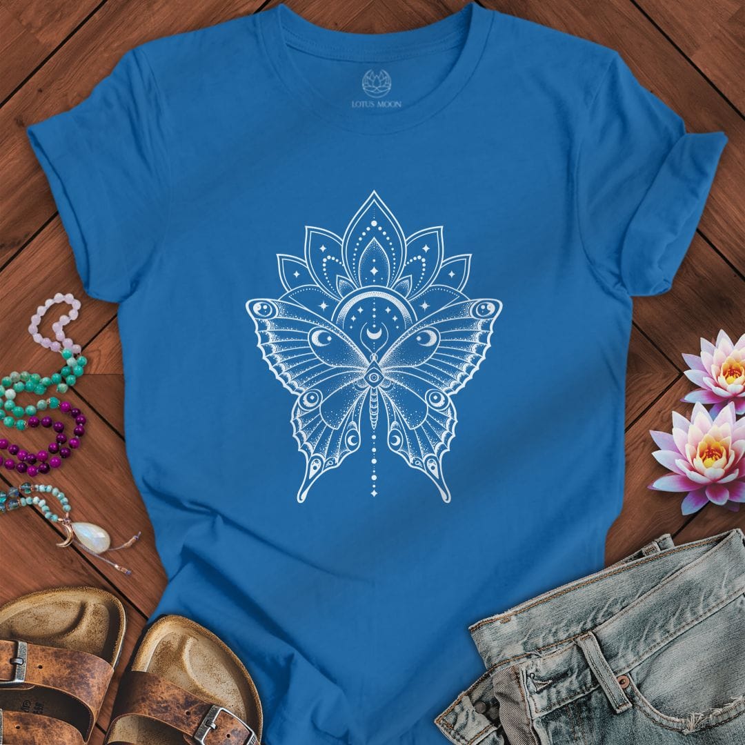 Printify T-Shirt Mandala Butterfly Tee Columbia Blue / S