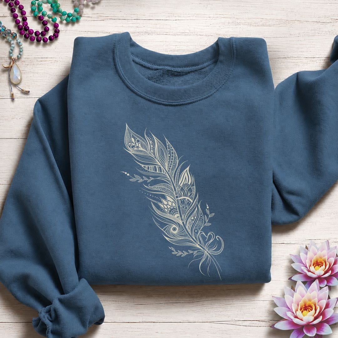 Printify Sweatshirt Mandala Feather Sweatshirt Indigo Blue / S