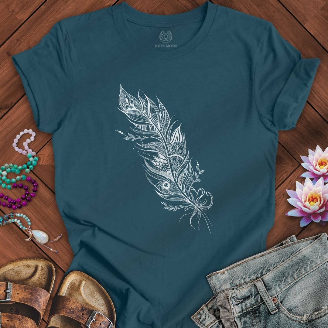 Printify T-Shirt Mandala Feather Tee Deep Teal / S