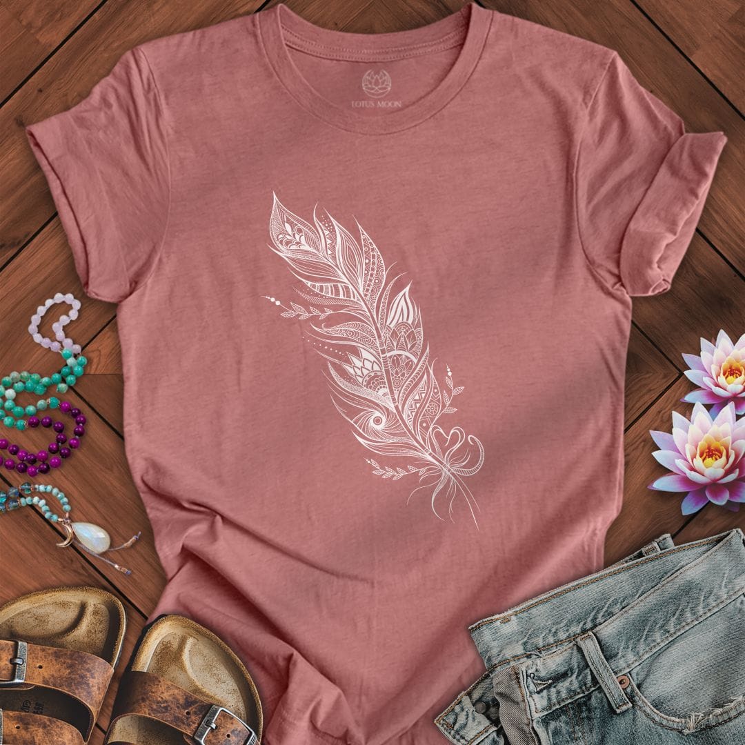 Printify T-Shirt Mandala Feather Tee Heather Mauve / S
