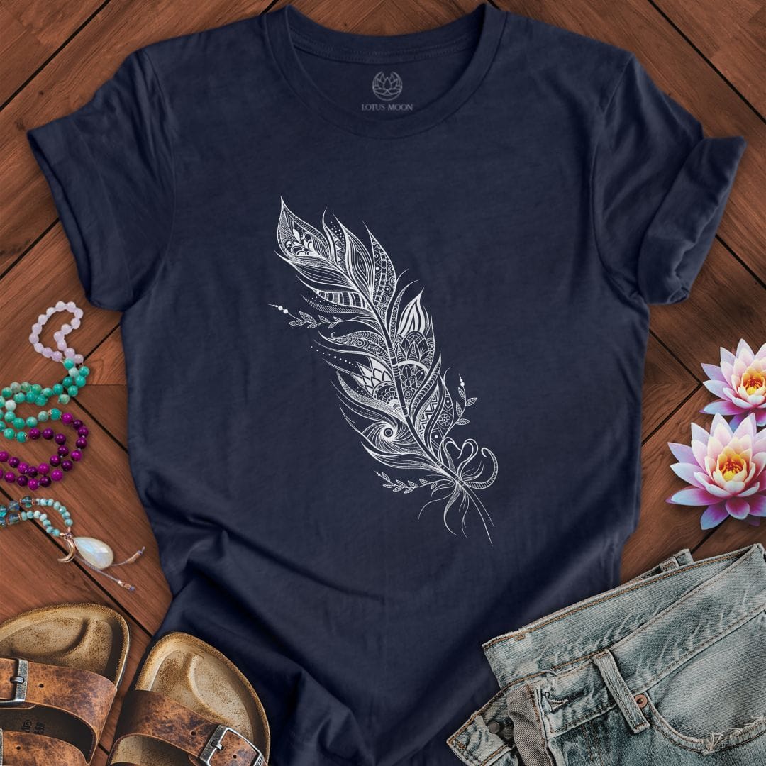 Printify T-Shirt Mandala Feather Tee Heather Midnight Navy / S
