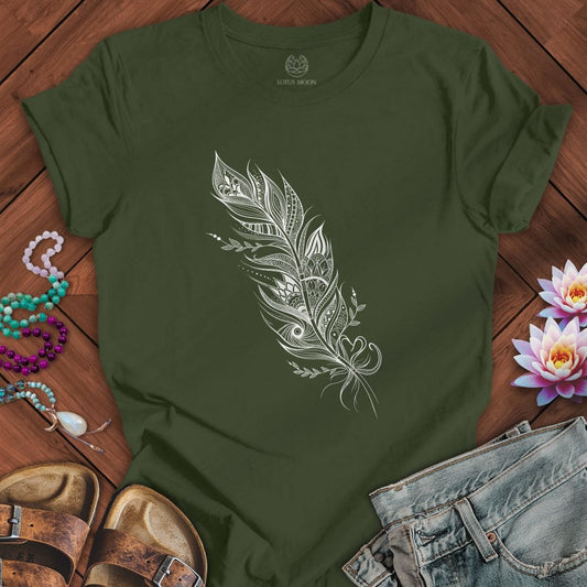 Mandala Feather Tee Military Green